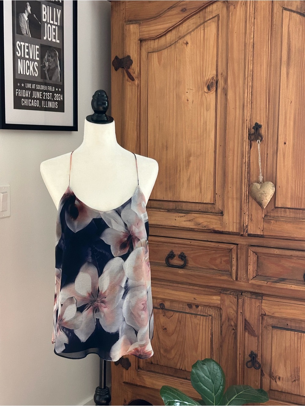 RW&CO. Navy Floral Slip Cami with Blush Blooms